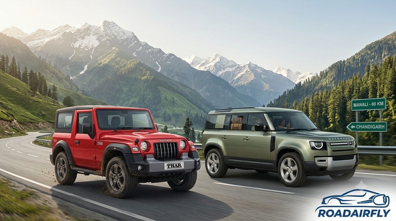 Thar vs Defender for Manali Trip  Road Air Fly